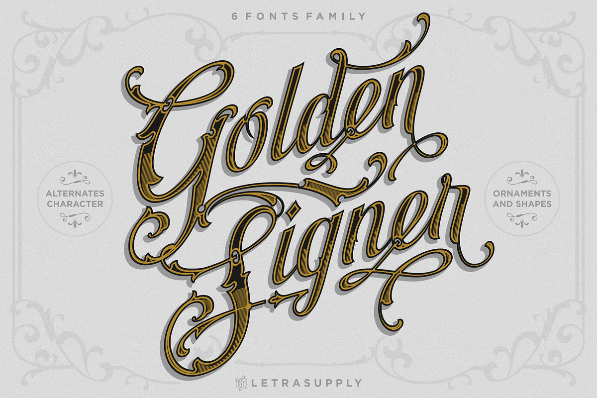 Golden Signer in Display Fonts - product preview 8