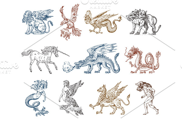 Set of Mythological animals