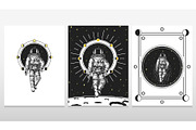 astronaut spaceman cards. Moon