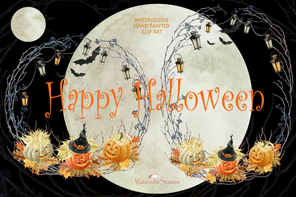 Halloween watercolor Collection in Graphics - product preview 1