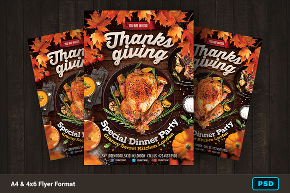 Thanksgiving Dinner Flyer + Menu in Flyer Templates - product preview 1