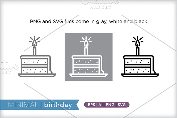 Minimal birthday icons in Birthday Icons - product preview 1