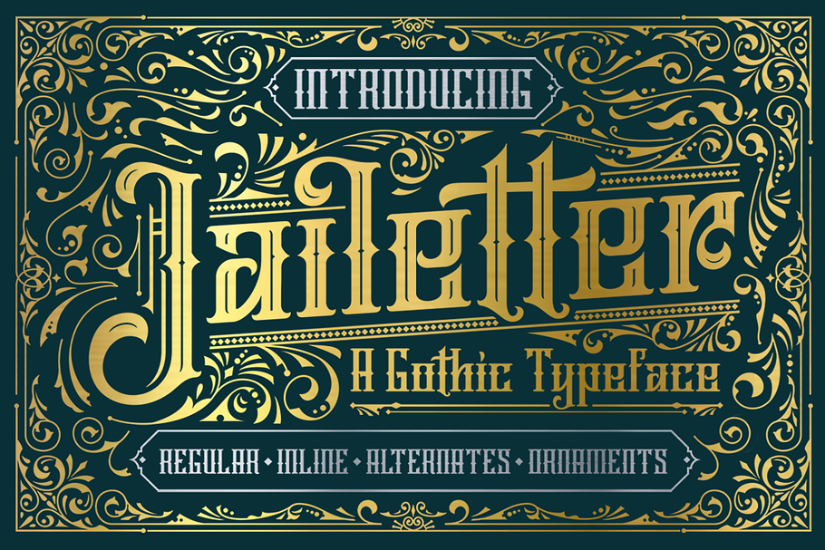 Jailetter Typeface + Extras in Blackletter Fonts - product preview 8