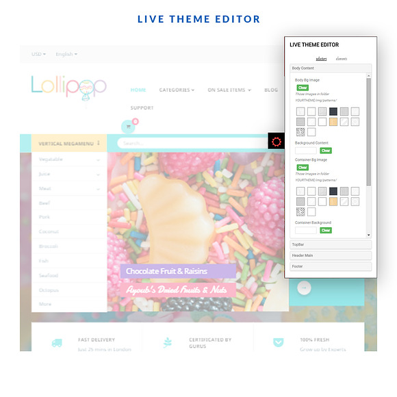 LEO LOLLIPOP - CANDY, SWEET, FOOD SH in Bootstrap Themes - product preview 4