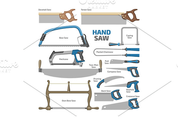 Hand saw vector sawing equipment