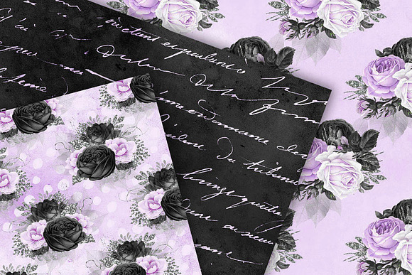 Black Purple Silver Floral Patterns in Patterns - product preview 1