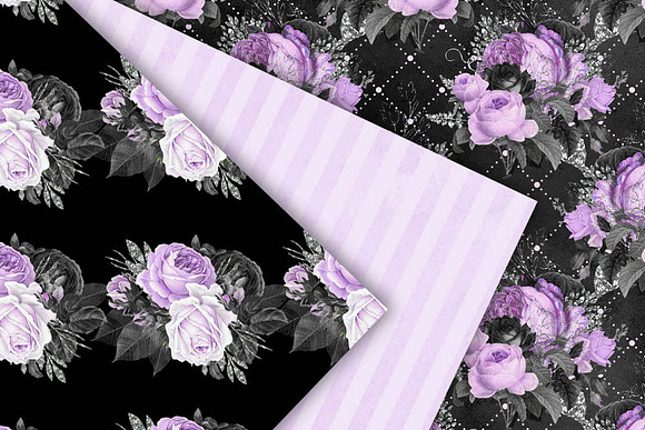 Black Purple Silver Floral Patterns in Patterns - product preview 2