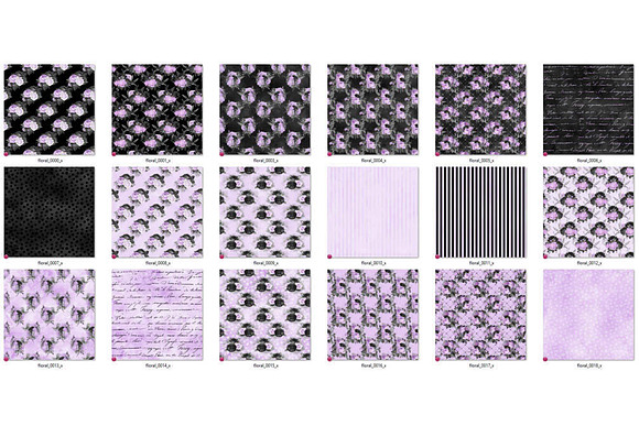 Black Purple Silver Floral Patterns in Patterns - product preview 3