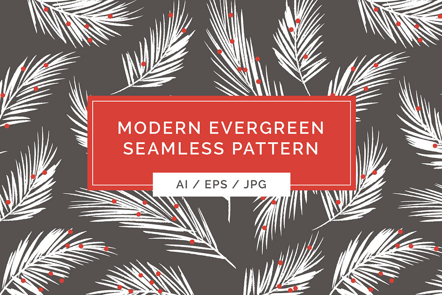 Modern Evergreen Seamless Pattern in Patterns - product preview 8