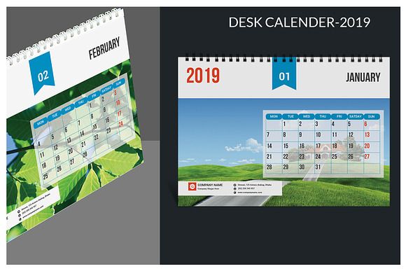 Desk Calendar-2019 in Stationery Templates - product preview 1