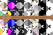 Abstract Modern Fishes Patterns Set