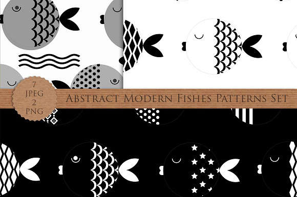 Abstract Modern Fishes Patterns Set in Patterns - product preview 2