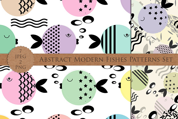 Abstract Modern Fishes Patterns Set in Patterns - product preview 5