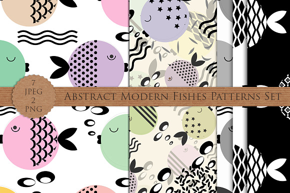 Abstract Modern Fishes Patterns Set in Patterns - product preview 6