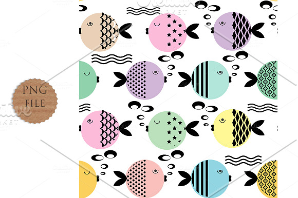 Abstract Modern Fishes Patterns Set in Patterns - product preview 8
