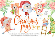 Christmas cute pigs collection
