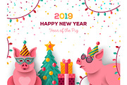 New Year party pigs