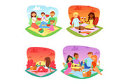 Picnic vector people happy family