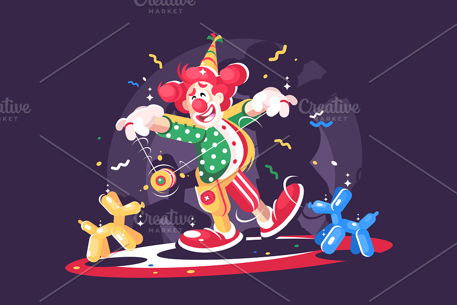 Circus show with cute clown  in Illustrations - product preview 8