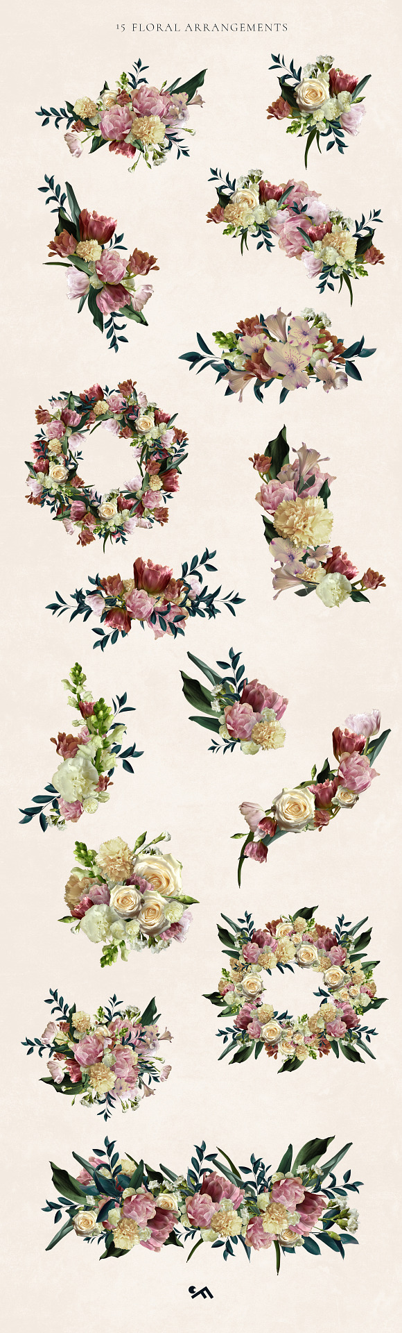 Luxury - REAL flowers' clipart set in Illustrations - product preview 3