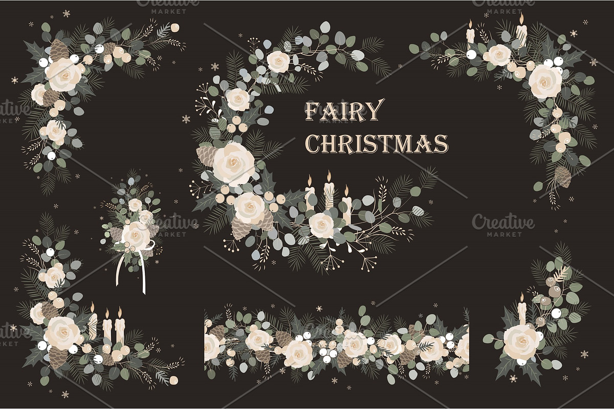 Set of Christmas vector floral in Illustrations - product preview 8