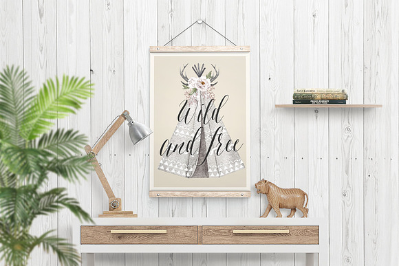 BOHO TENTS  watercolor set in Illustrations - product preview 5