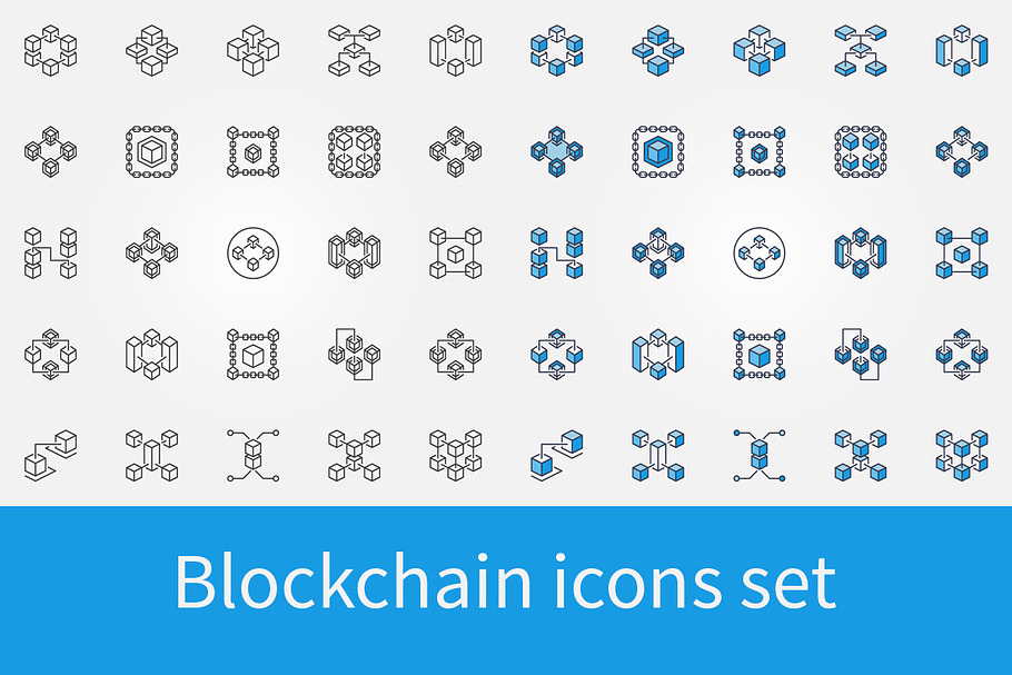 Blockchain icons set