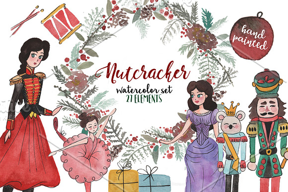 Nutcracker watercolor set! in Illustrations - product preview 3