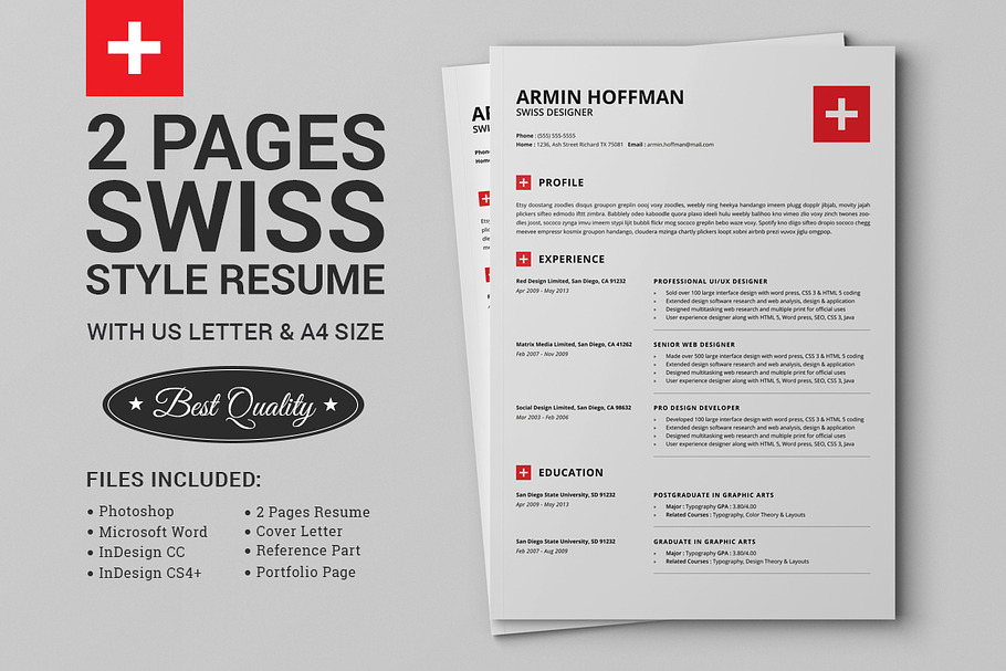 2 Pages Swiss Resume | Extended Pack in Letter Templates - product preview 8