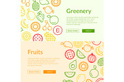 Vector line fruits icons web banner