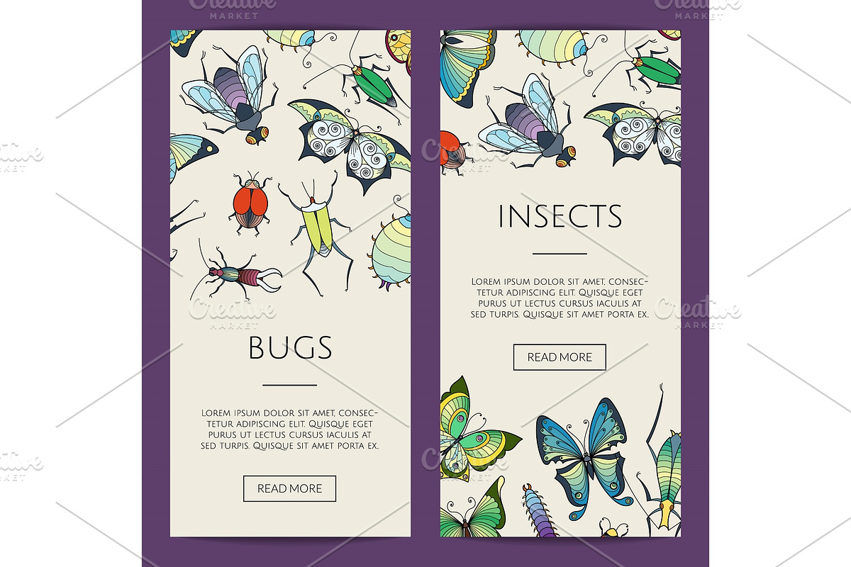 Vector hand drawn insects web banner in Graphics - product preview 8