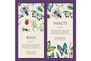 Vector hand drawn insects web banner