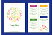 Vector line fruits icons vegan cafe