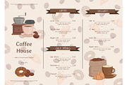 Vector cartoon coffee house menu