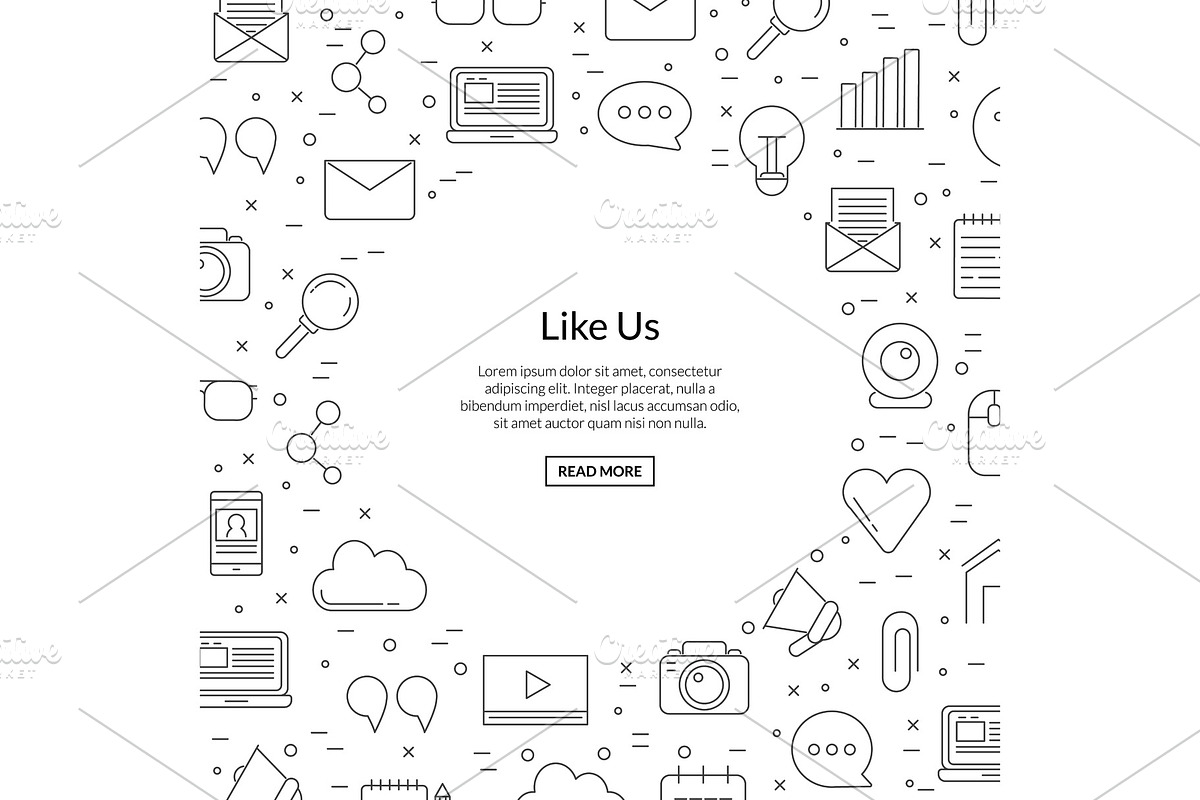 Vector line blog icons background in Graphics - product preview 8