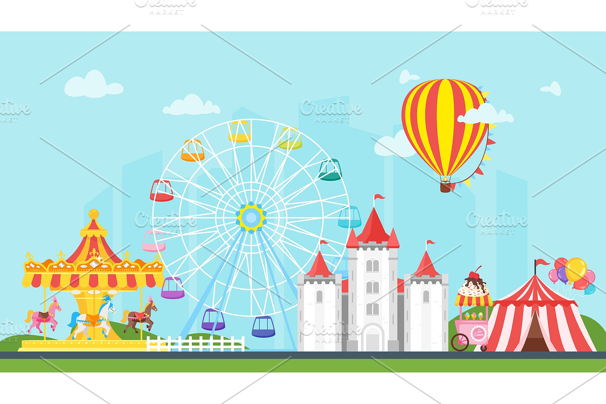 amusement park carnival for kids in Objects - product preview 8