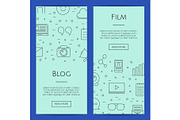 Vector line blog icons web banner