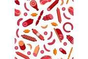 Vector flat meat and sausages icons