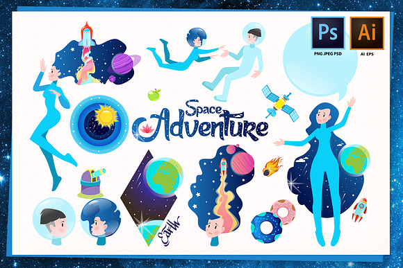 Space adventure set in Illustrations - product preview 5