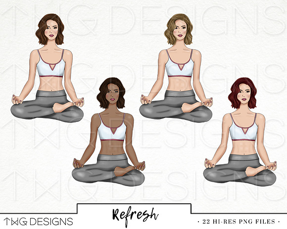 Self Love Yoga Fashion Girl Clip Art in Illustrations - product preview 3