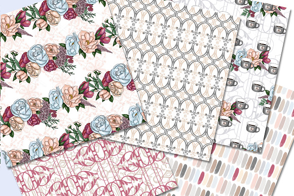 Floral Tiles Painterly Paper Set in Patterns - product preview 1
