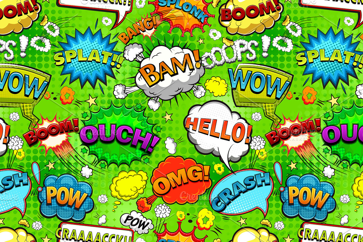 Comic speech bubbles pattern in Patterns - product preview 8