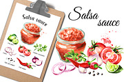 Salsa sauce. Watercolor collection