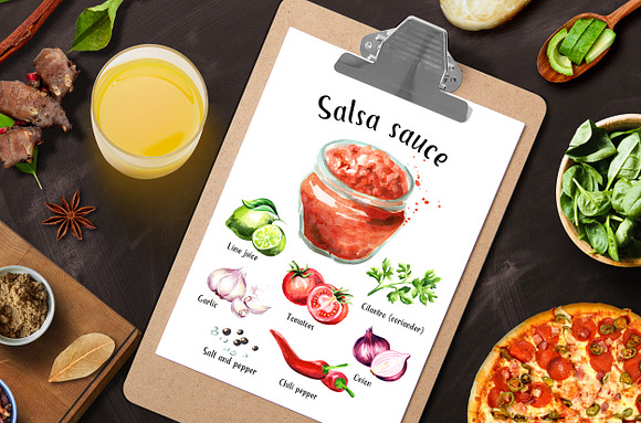 Salsa sauce. Watercolor collection in Illustrations - product preview 3
