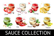 Sauce collection. Watercolor set