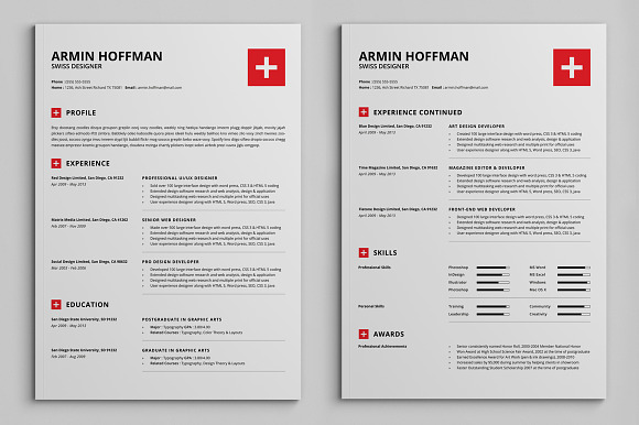 2 Pages Swiss Resume | Extended Pack in Letter Templates - product preview 1