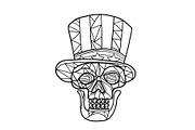 Skull Uncle Sam Black and White Mosa