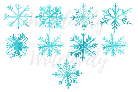 Watercolor Snowflake clipart in Illustrations - product preview 1