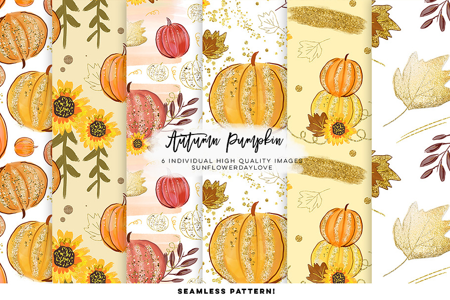 pumpkin pattern digital paper in Illustrations - product preview 8