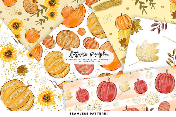 pumpkin pattern digital paper in Illustrations - product preview 1